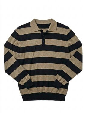 MEN'S ​- Good Man Brand 100% Merino Wool Striped Long Sleeve Polo Sweater